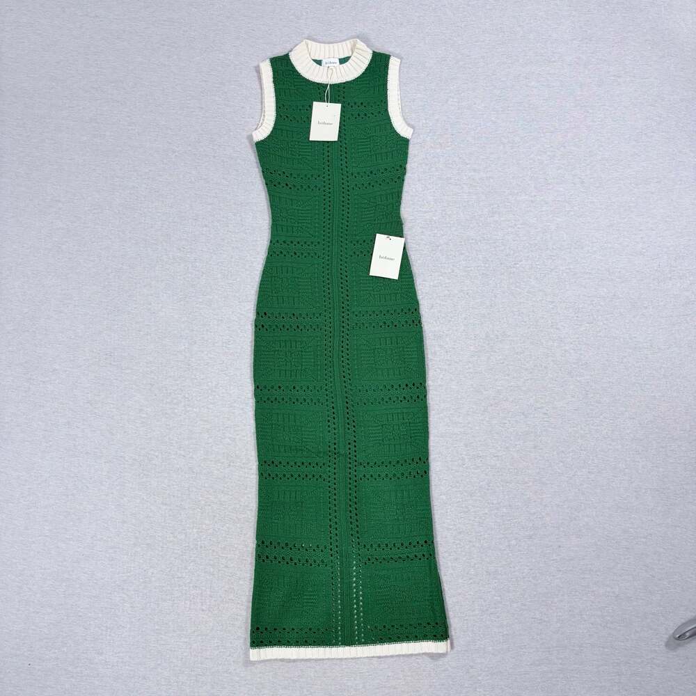 Böhme Green & White Crochet Knit Sleeveless Midi Dress Size XS New with Tags